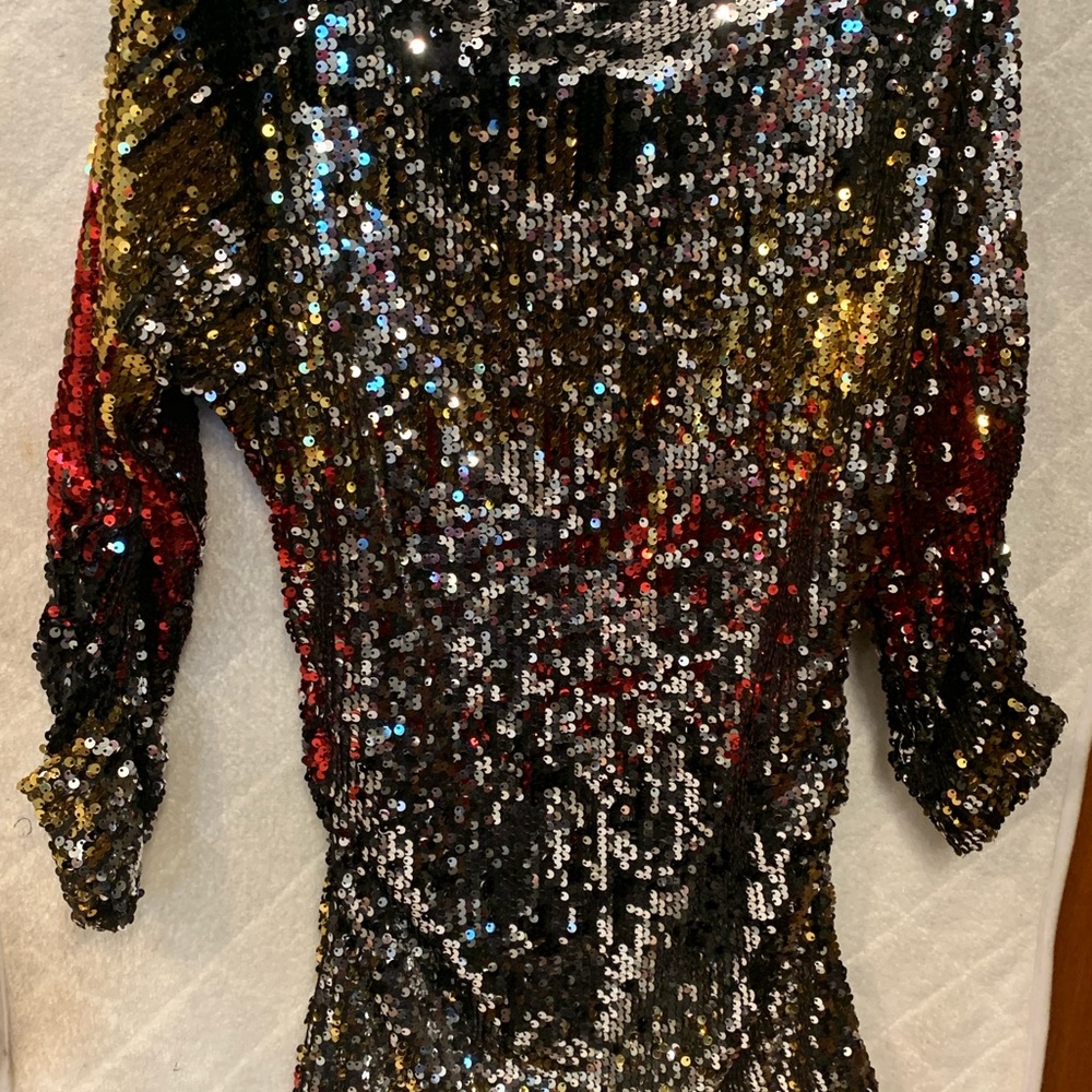 Boston Proper Cold Shoulder Multi Color Sequin Top - image 1